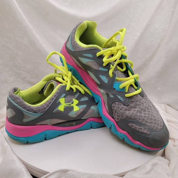 Under Armour Neon 4D Foam Heat Gear Running Gym Shoes Size 10 - Picture 2 of 10